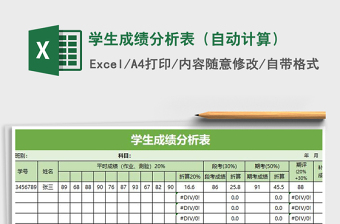2021年學(xué)生成績分析表（自動計算）