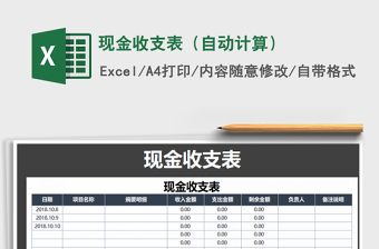 2021年現(xiàn)金收支表（自動(dòng)計(jì)算）免費(fèi)下載