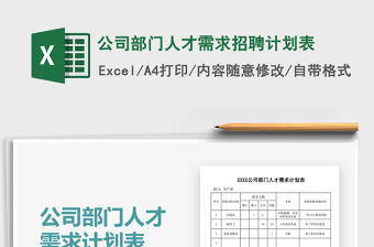 2021年公司部門人才需求招聘計(jì)劃表