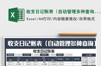 2021年收支日記賬表（自動(dòng)管理多種查詢）