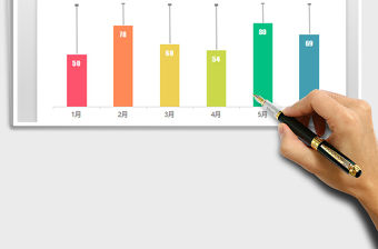 2021年小清新彩色達標柱形圖 目標對比圖表模板