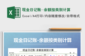 2021年現(xiàn)金日記賬-余額按類別計算
