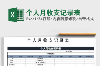 2021年個人月收支記錄表