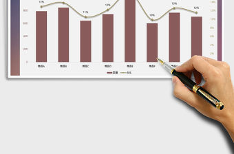 2021年折線柱形圖圖表模板