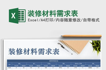 2021年裝修材料需求表