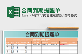 2021年合同到期提醒單