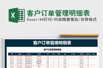 2021年客戶訂單管理明細(xì)表