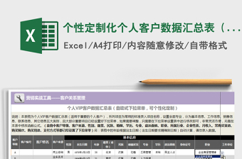 2021年个性定制化个人客户数据汇总表（自助式下拉菜单）