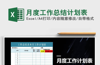 2021年月度工作總結計劃表