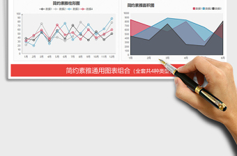 2021年简约素雅图表模板条形图折线图