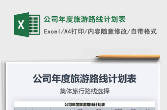 2021年公司年度旅游路線計(jì)劃表