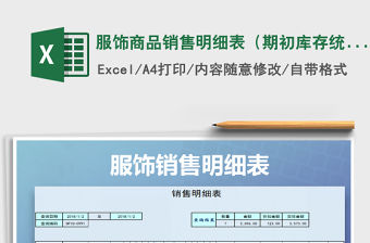 2021年服飾商品銷售明細表（期初庫存統計，可查詢）