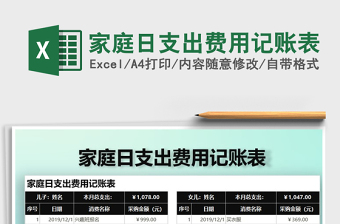 2021年家庭日支出費(fèi)用記賬表