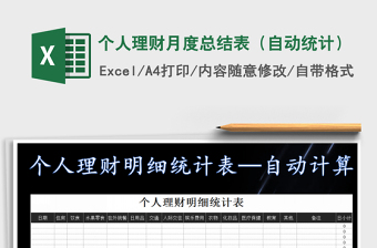 2021年個人理財月度總結表（自動統(tǒng)計）