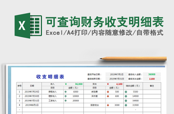 2021年可查詢財(cái)務(wù)收支明細(xì)表免費(fèi)下載