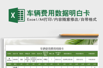 2021年車輛費用數(shù)據(jù)明白卡