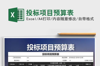 2021年投標項目預算表