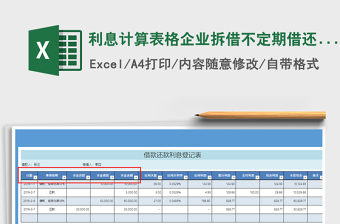 2021年利息計算表格企業(yè)拆借不定期借還款利息計算