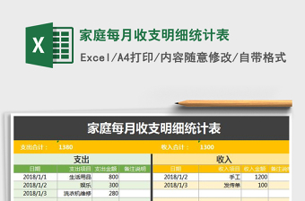 2021年家庭每月收支明細統(tǒng)計表