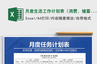 2021年月度生活工作計劃表（消費、儲蓄、任務、學習、減肥）