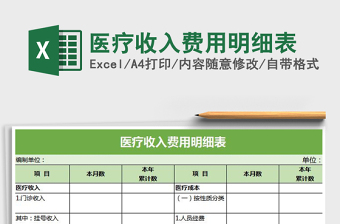 2021年醫(yī)療收入費用明細表