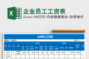 2021年企業(yè)員工工資表