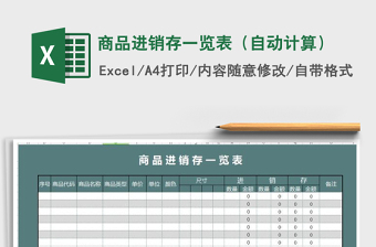 2022商品进销存一览表Excel模板