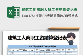 2021年建筑工地離職人員工資結(jié)算登記表