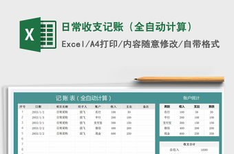 2021年日常收支記賬（全自動計算）免費下載