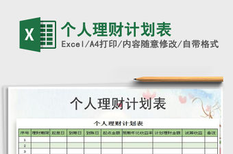 2021年個人理財計劃表