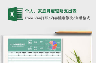 2021年個人、家庭月度理財支出表
