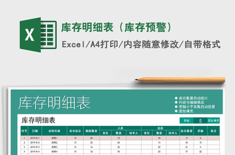 2021年庫存明細(xì)表（庫存預(yù)警）