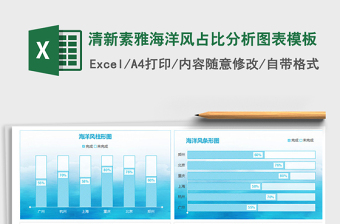 2021年清新素雅海洋風占比分析圖表模板免費下載