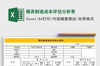 2021年模具制造成本评估分析表