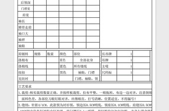 2021年服裝生產工藝單