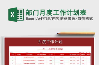 2021年部門月度工作計劃表