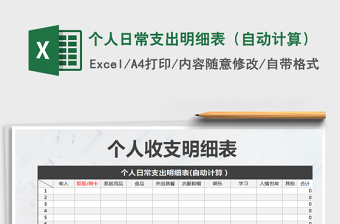 2021年個(gè)人日常支出明細(xì)表（自動(dòng)計(jì)算）免費(fèi)下載