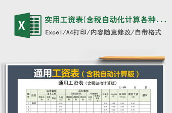 2021年實用工資表(含稅自動化計算各種數值)