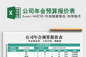 2021年公司年會預算報價表