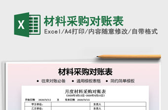 2021年材料采購對賬表