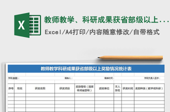 2021年教師教學(xué)、科研成果獲省部級以上獎勵情況統(tǒng)計表
