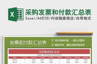 2021年采購發(fā)票和付款匯總表