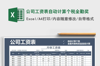 2022年公司工資表自動計算個稅全勤獎
