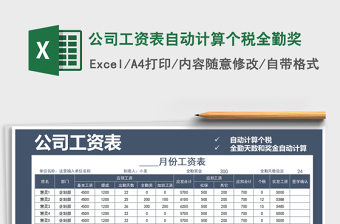 2022年公司工資表自動(dòng)計(jì)算個(gè)稅全勤獎(jiǎng)