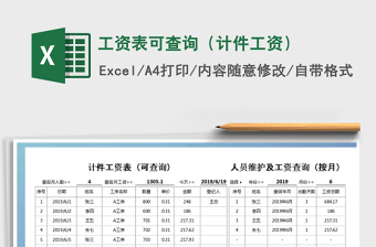 2021年工資表可查詢(xún)（計(jì)件工資）