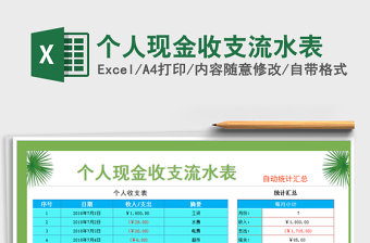 2021年个人现金收支流水表