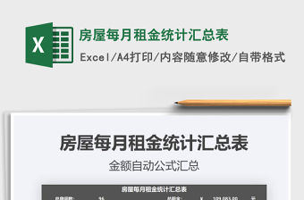 2021年房屋每月租金統計匯總表