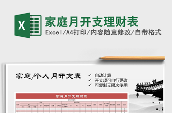 2021年家庭月開支理財(cái)表