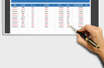 2021年賬戶日記賬明細表-余額自動更新免費下載