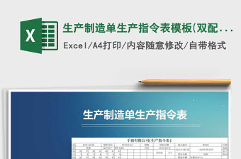 2021年生產制造單生產指令表模板(雙配色)